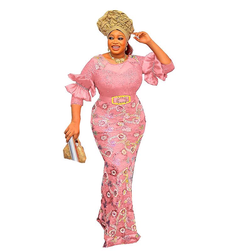 African Women Plus Size Evening Dresses Wedding Party Long Luxury Sequin Gown Bodycon Mermaid Dress Ankara Ladies Clothing