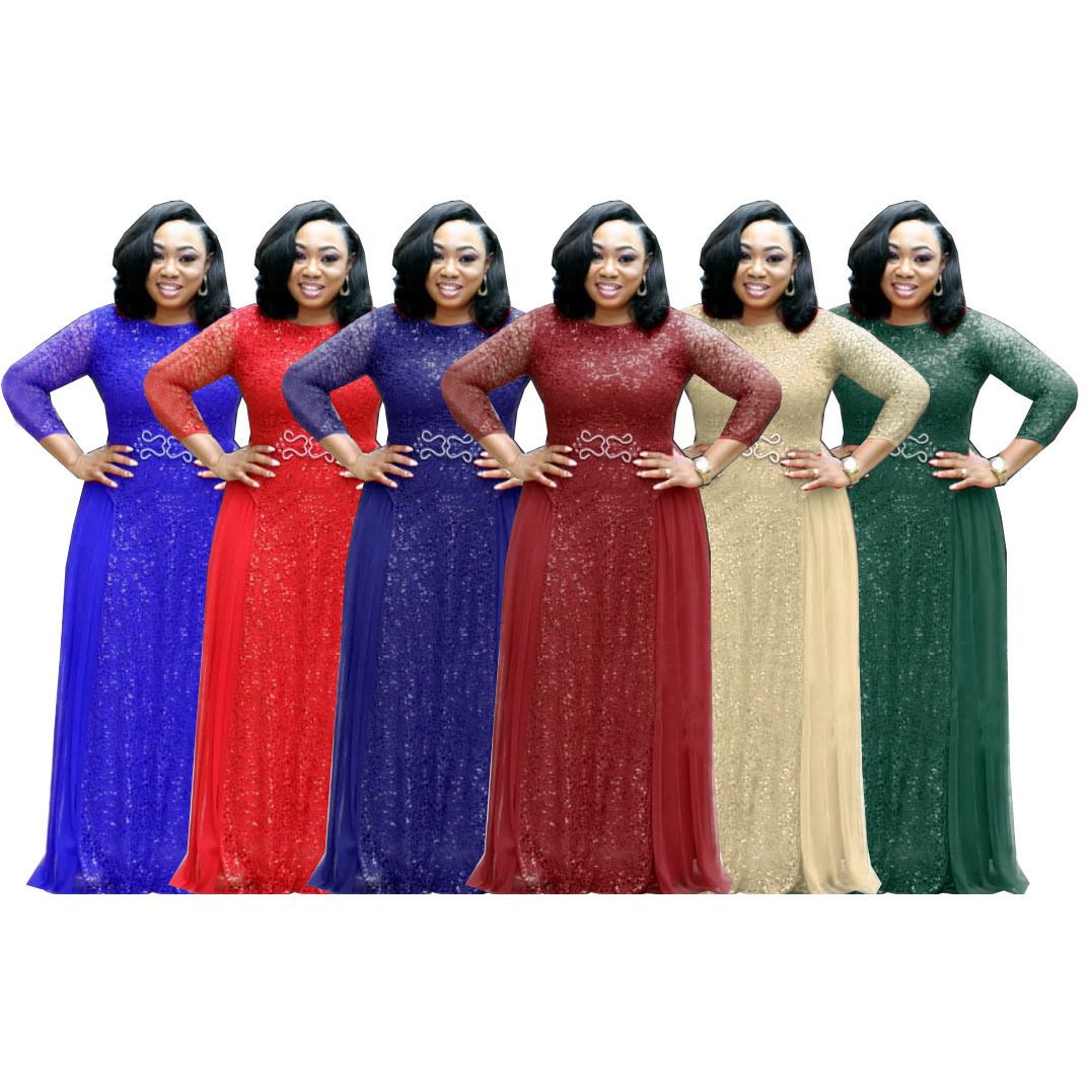 African Dresses for Women Luxury Dashiki Ankara Lace Wedding Gowns Elegant Turkey Muslim Maxi Party Dress Plus Size