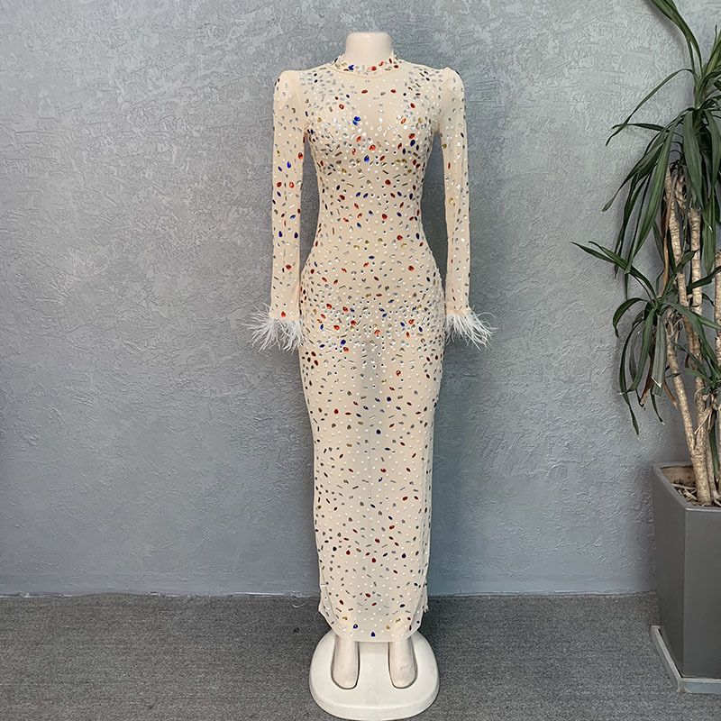 Designer Clothing Wholesale High Slit Sexy Club Dresses For Plus Size Women Diamond Sequins Formal Gowns Women Evening Dresses