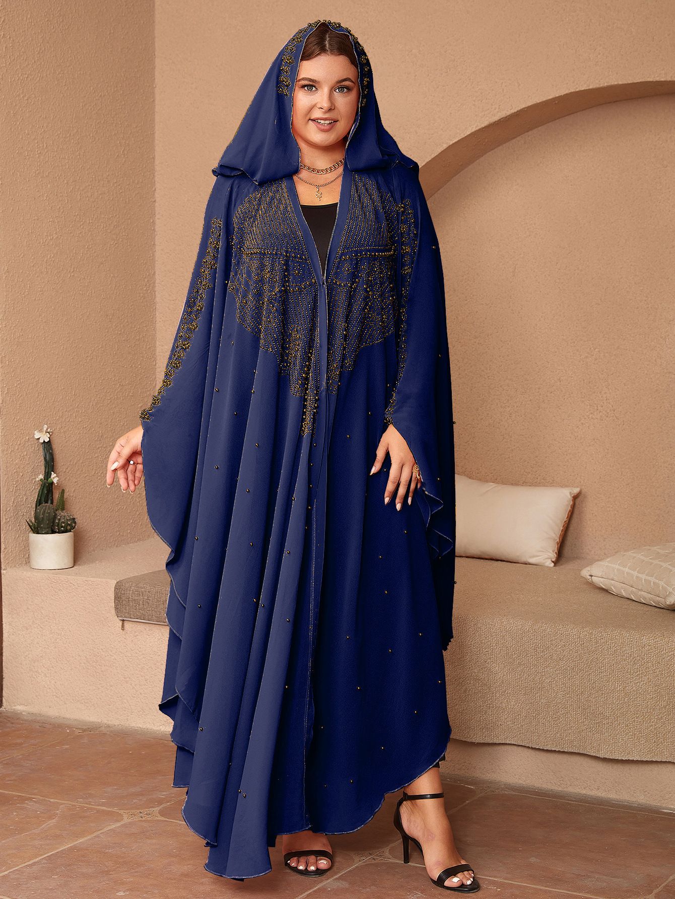 Middle East Dress Muslim Women's Abaya Cape Shawl Dress Burqa Iron Diamond Gorgeous Women' Wear