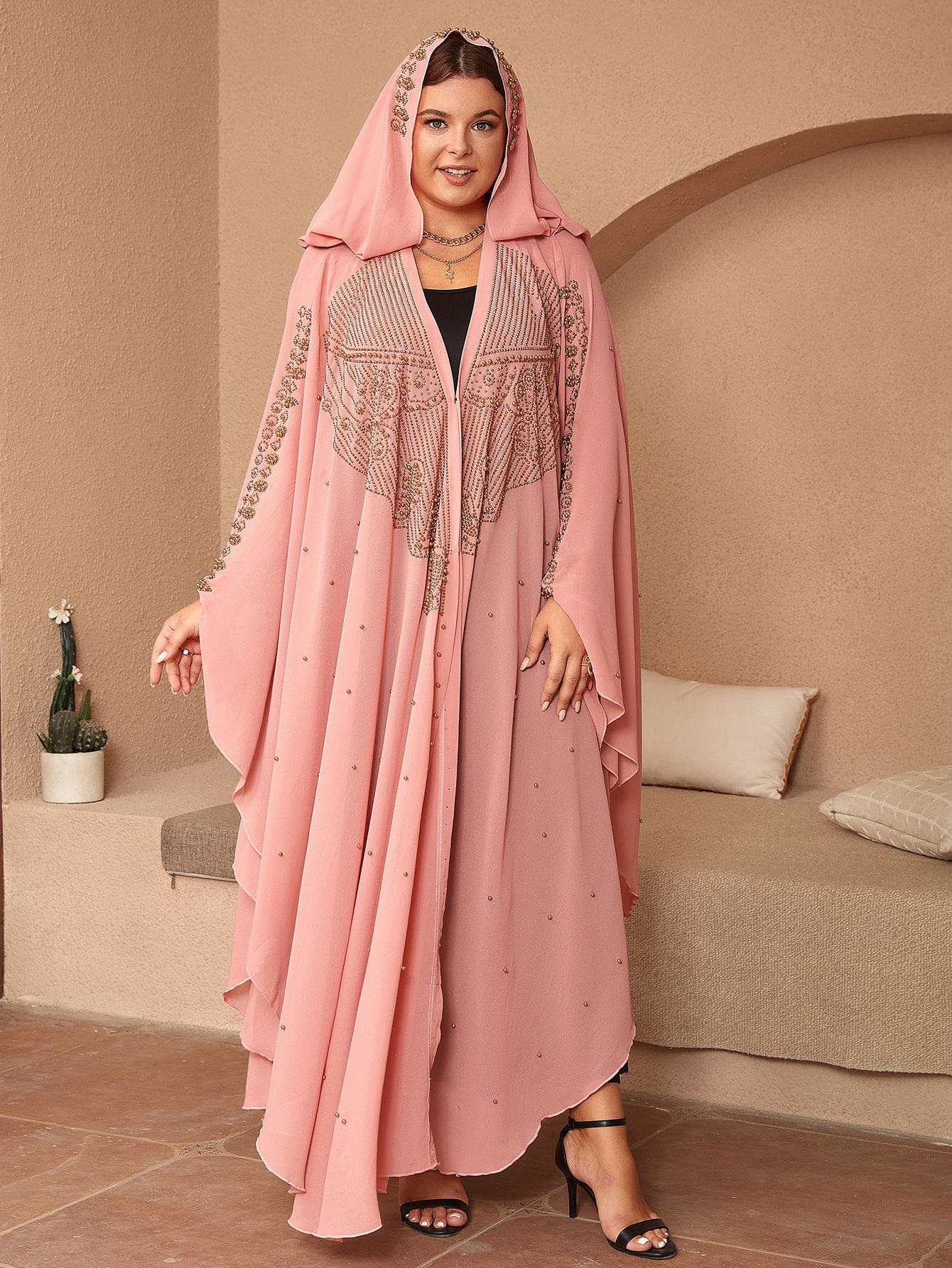 Middle East Dress Muslim Women's Abaya Cape Shawl Dress Burqa Iron Diamond Gorgeous Women' Wear