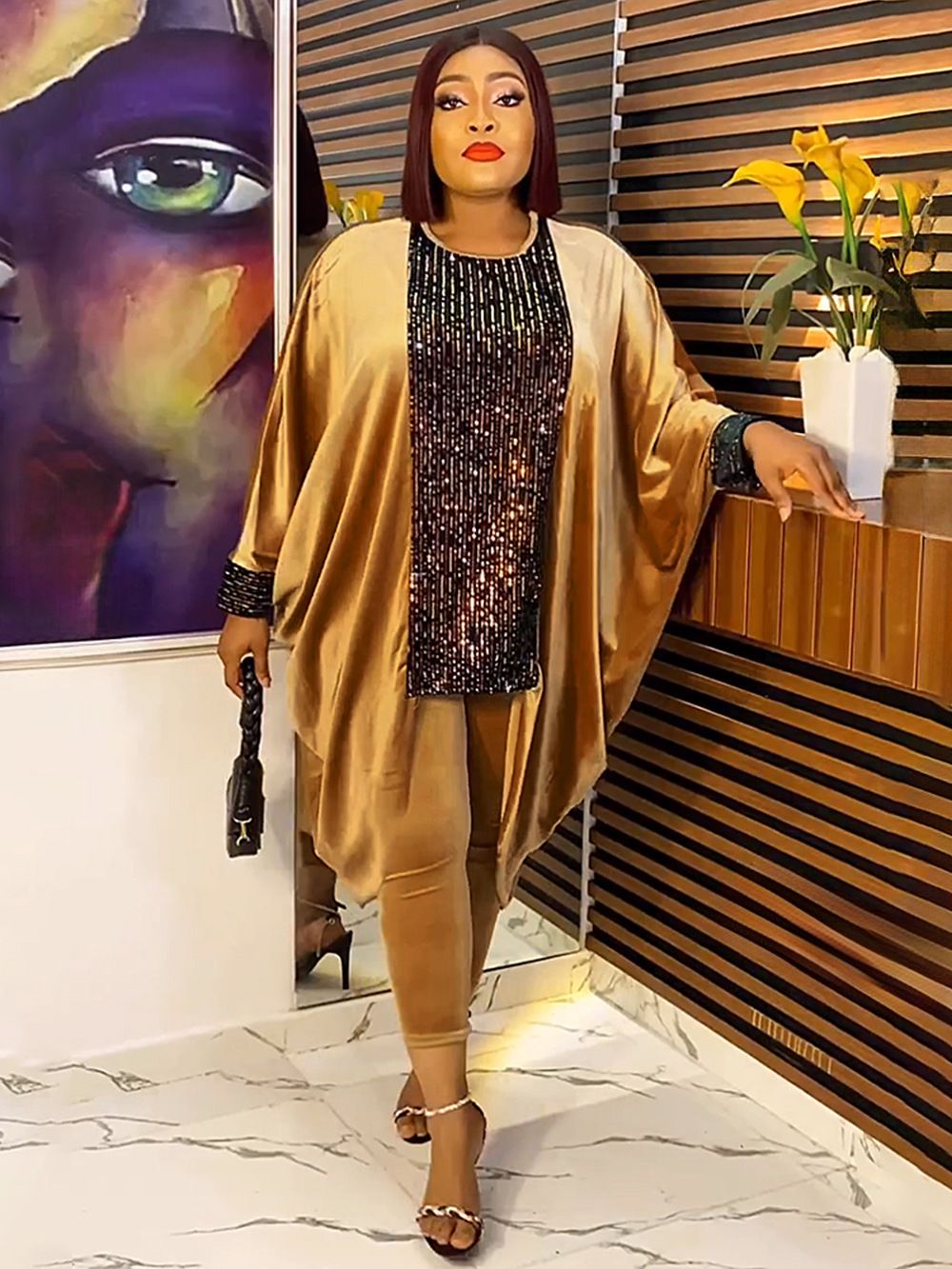 Dubai African Luxury Velvet Dress Pants Suit Women Abayas Long Sleeve Tops Trouser 2 Piece Set Ladies Islamic Clothing Boubou