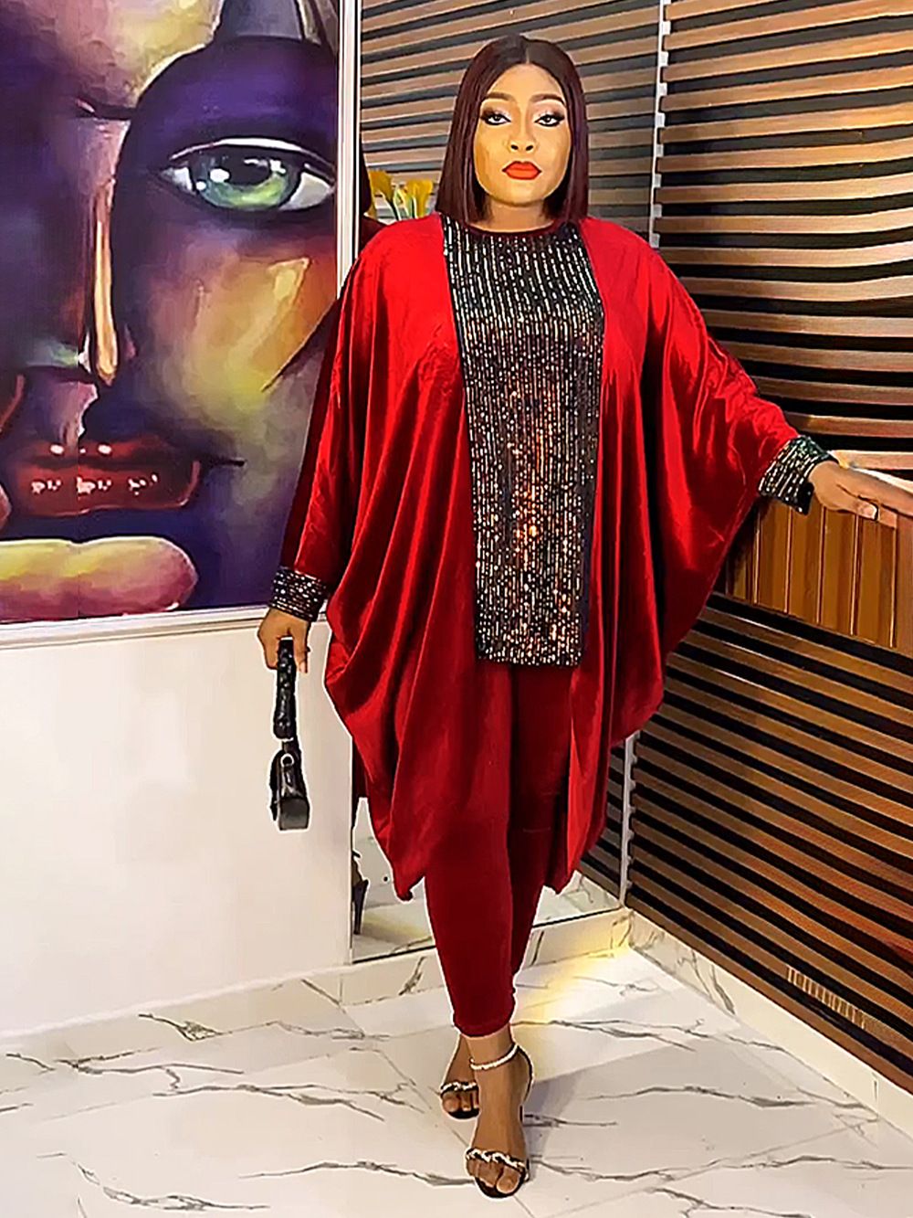 Dubai African Luxury Velvet Dress Pants Suit Women Abayas Long Sleeve Tops Trouser 2 Piece Set Ladies Islamic Clothing Boubou
