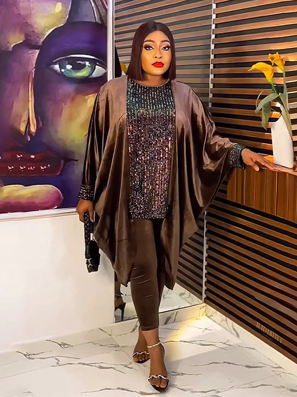 Dubai African Luxury Velvet Dress Pants Suit Women Abayas Long Sleeve Tops Trouser 2 Piece Set Ladies Islamic Clothing Boubou
