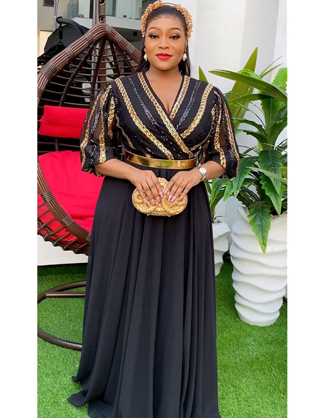 New African Women Plus Size Evening Dresses Wedding Party Luxury 2023 Sequin Gown Bodycon Dashiki Ankara Africa Clothing