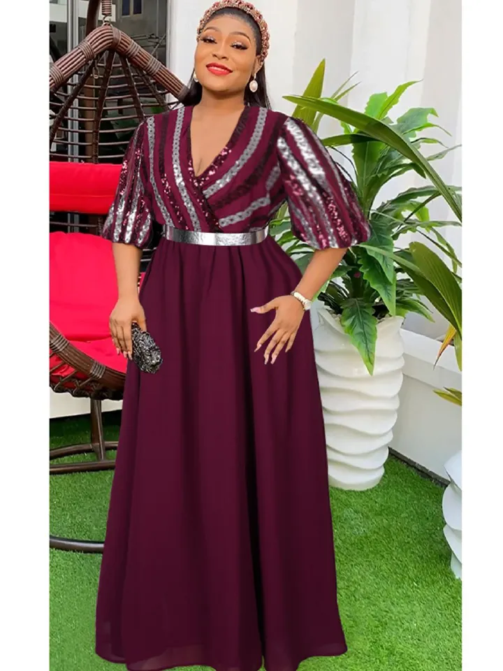 New African Women Plus Size Evening Dresses Wedding Party Luxury 2023 Sequin Gown Bodycon Dashiki Ankara Africa Clothing