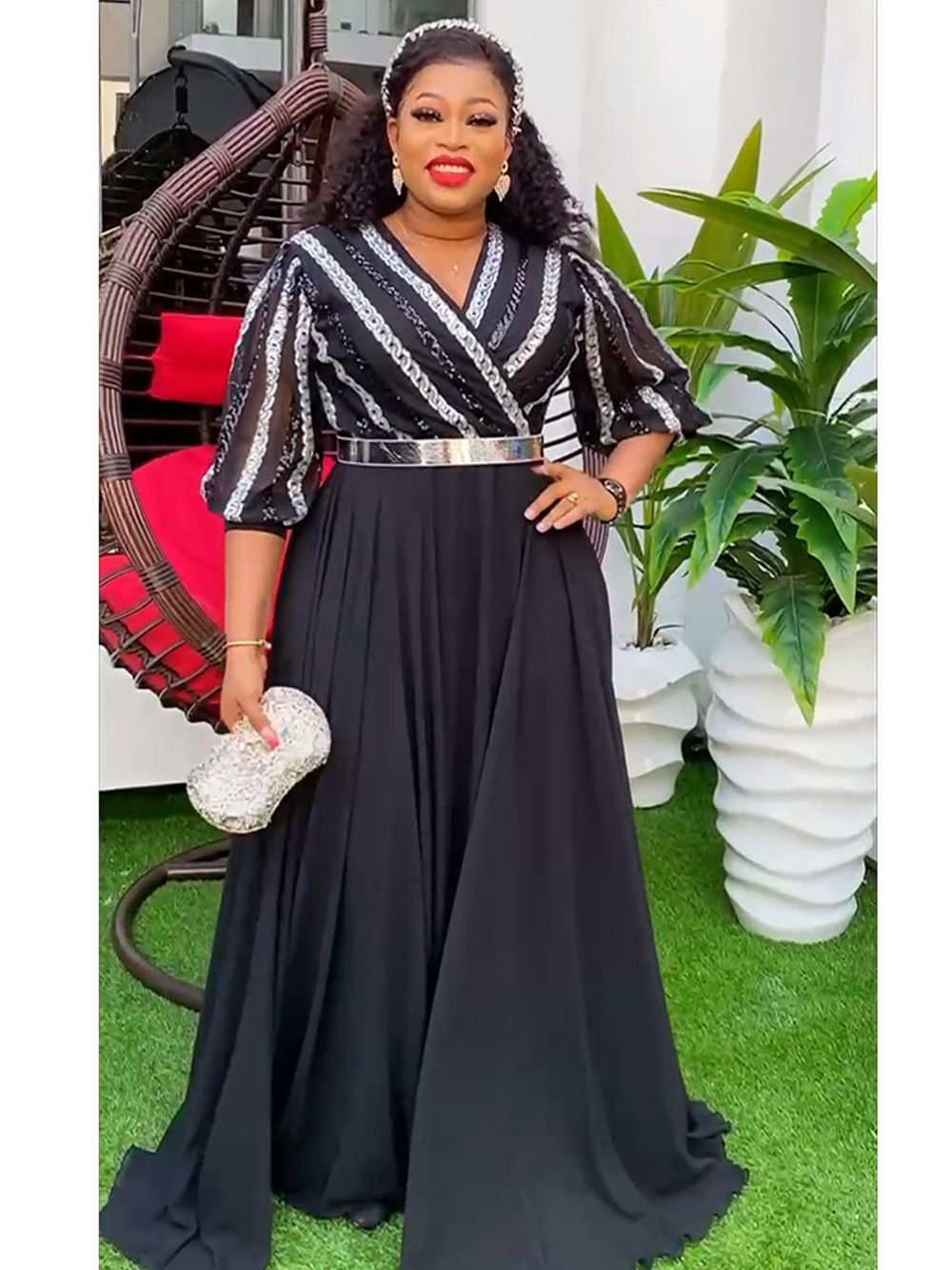 New African Women Plus Size Evening Dresses Wedding Party Luxury 2023 Sequin Gown Bodycon Dashiki Ankara Africa Clothing