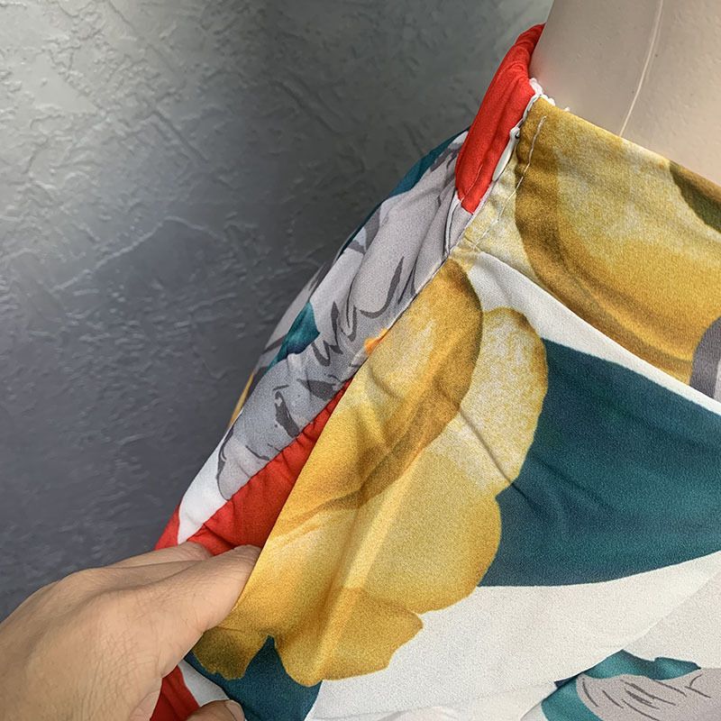 African Abaya European American Sexy Print Suit Women Long Kimono 4 Piece Set Bra Top Pants Coat Headtie Lady Clothing