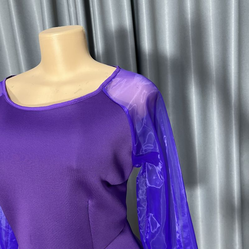 Purple A-line Dresses For Women Evening Party High Waist Robe Ladies Elegant Midi Dress African Clothing New