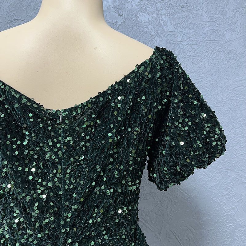 African Evening Sexy Dresses For Women Summer Off Shoulder Short Sleeve Mermaid Robe Wedding Party Luxury Sequin Dress Wear