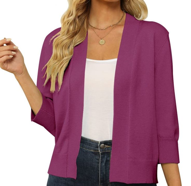 Solid Color Short Shrugs Sleeve Cropped Open Front Cardigans Sweater Slim Fit Crop Top Jackets Women's Sweaters