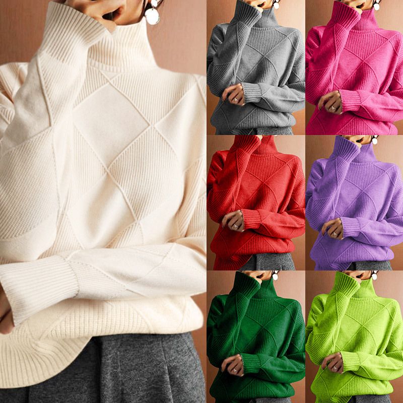 D&M Winter Knitting Plus Size Pullover Sweatshirt top Ladies Long Sleeve Tops Turtleneck Basic Jumpers Woman Clothes Sweaters