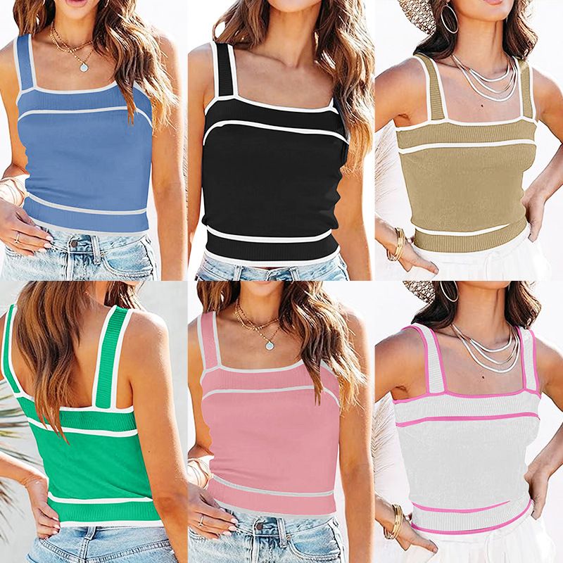 Custom women sweater knit vest Tank Tops girl short knitwear ladies vests camisole Knit Top sweater vest