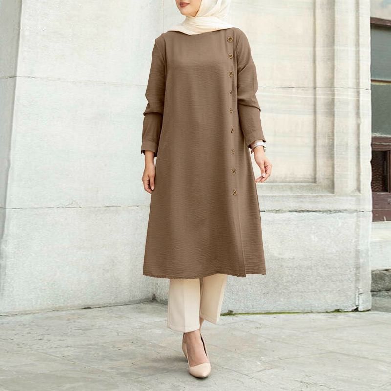 Fashionable Plus Size Blouse Muslimah Women Wear Ethnic Tops Pleated Long Tops For Muslim Woman