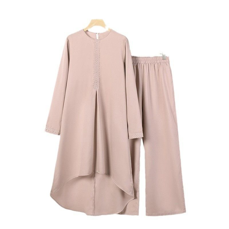 Dubai abaya turkish 2 pcs set muslim dress long pants women moroccan kaftan islam islamic clothing
