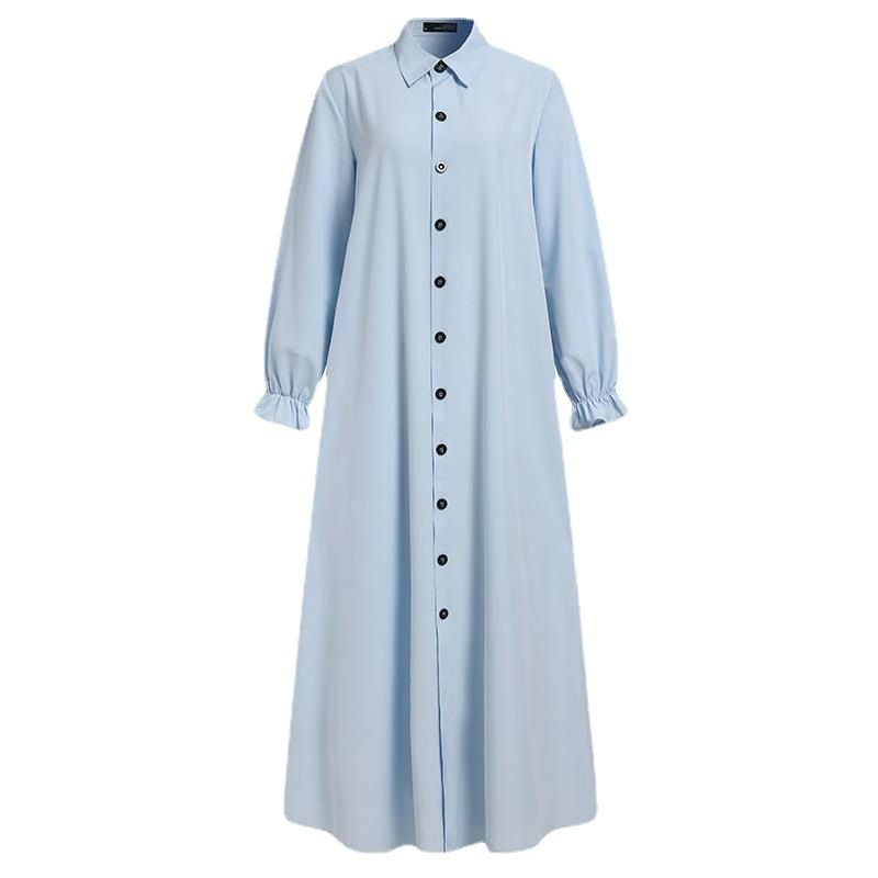Muslim Leisure National Style Retro Women's Cardigan Round Neck Large Swing Dress Muslim Islamic Robe