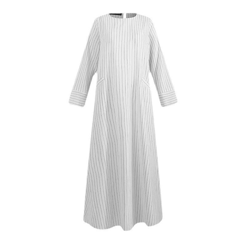 Fashion New Abaya Muslim Dresses Striped Plus Size Dress Wholesale Turkey Dubai Elegant Women Long Sleeve for Women Casual