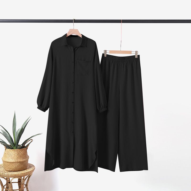 Wholesale Plus Size Islamic Clothing Women 2-Piece Pants Open Abaya Set Modest Abaya Pants Set