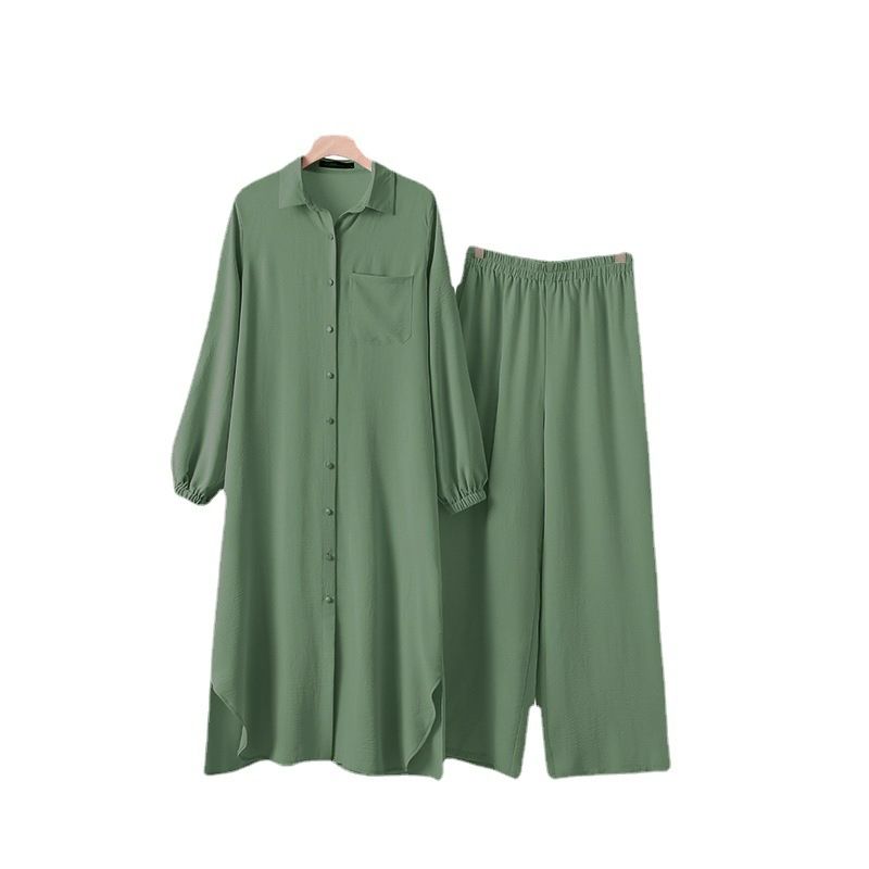 Wholesale Plus Size Islamic Clothing Women 2-Piece Pants Open Abaya Set Modest Abaya Pants Set