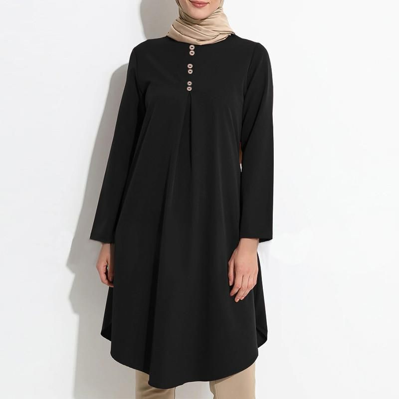 New Arrival Muslim Dovetail Pleated Islamic Clothing Muslim Blouses Women Long Sleeves Tops