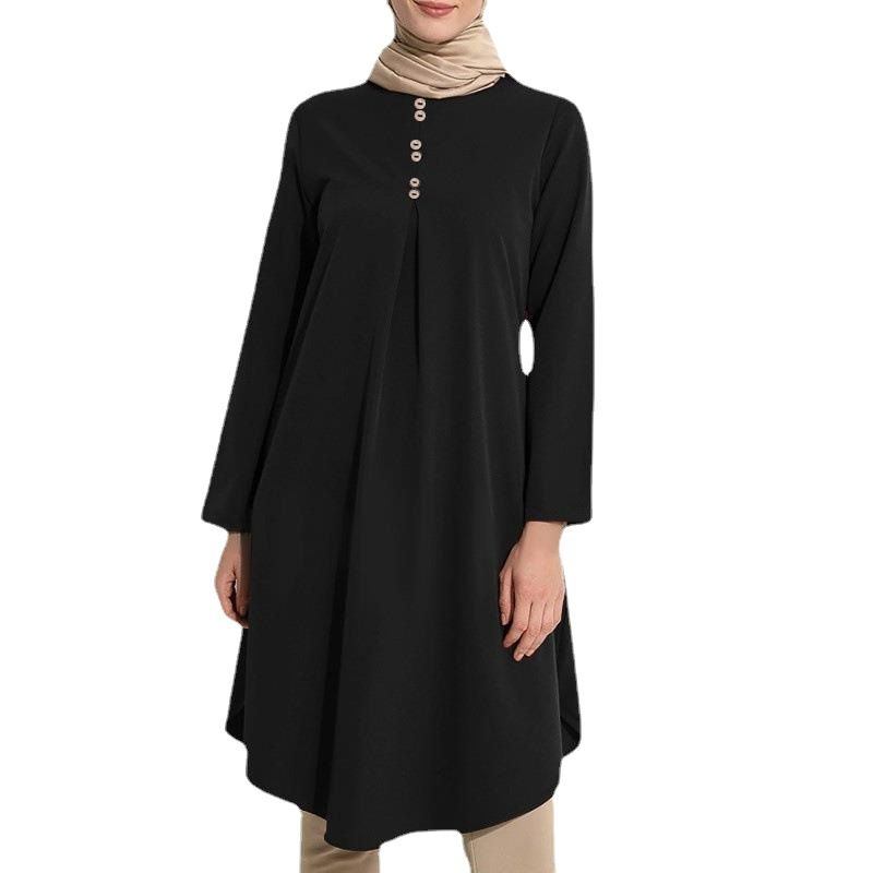 New Arrival Muslim Dovetail Pleated Islamic Clothing Muslim Blouses Women Long Sleeves Tops