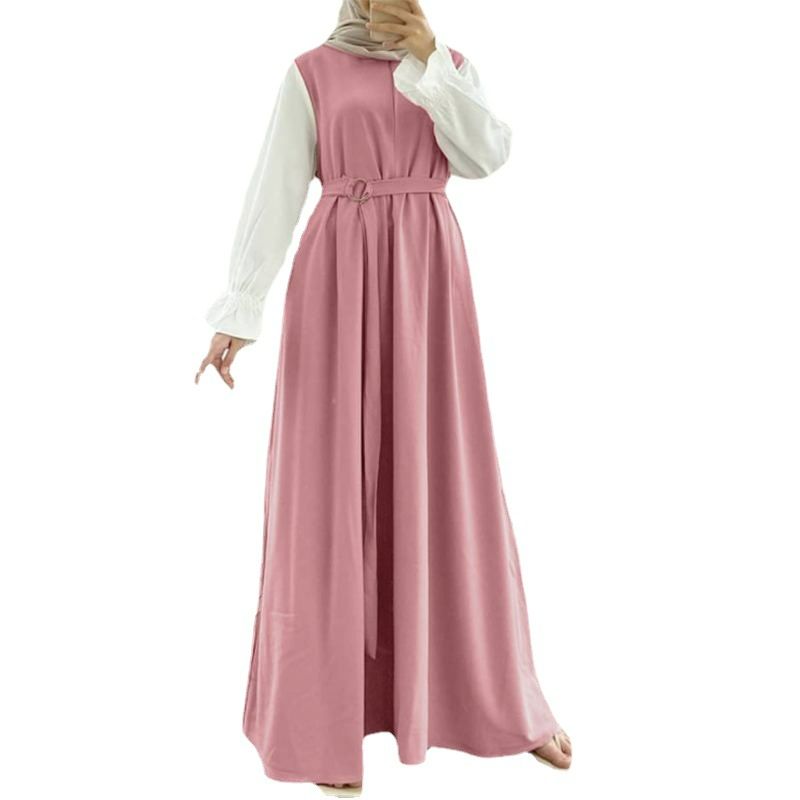 New fashion dubai abaya women muslim dress Plus size chiffon casual long sleeves shirt solid Islamic wear modest dress