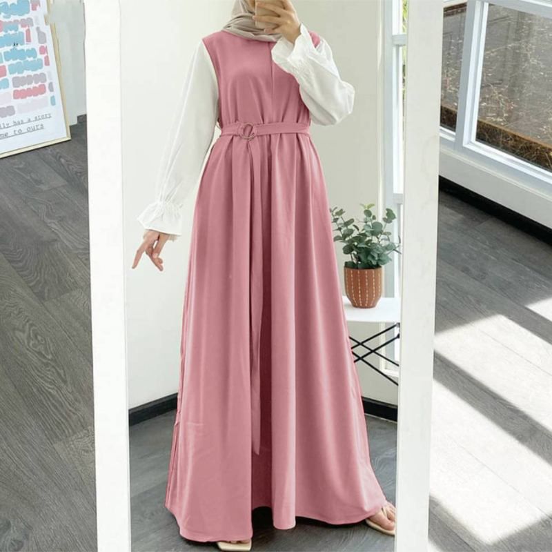 New fashion dubai abaya women muslim dress Plus size chiffon casual long sleeves shirt solid Islamic wear modest dress