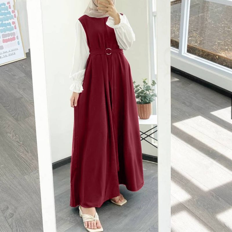 New fashion dubai abaya women muslim dress Plus size chiffon casual long sleeves shirt solid Islamic wear modest dress