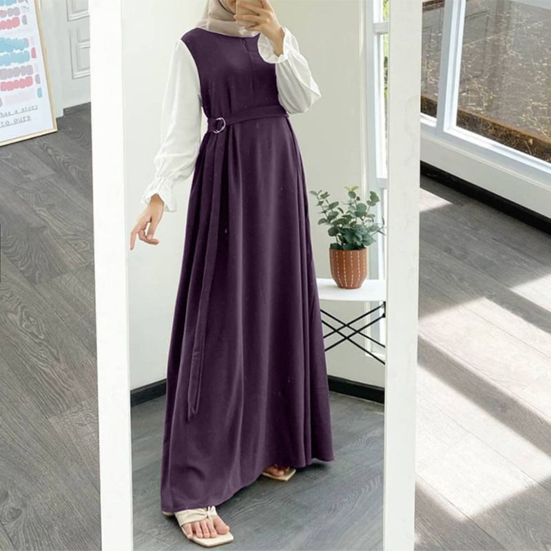 New fashion dubai abaya women muslim dress Plus size chiffon casual long sleeves shirt solid Islamic wear modest dress