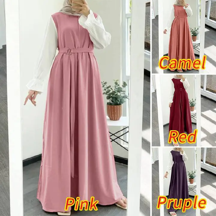 New fashion dubai abaya women muslim dress Plus size chiffon casual long sleeves shirt solid Islamic wear modest dress