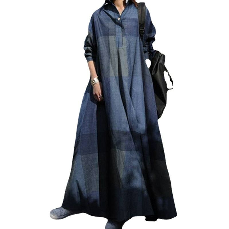 Hot selling high-quality Middle East splicing long robe large Muslim clothing women's cotton sleeved floral dress