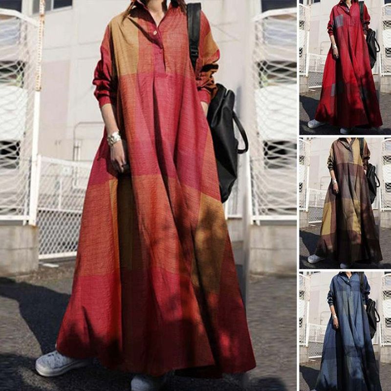 Hot selling high-quality Middle East splicing long robe large Muslim clothing women's cotton sleeved floral dress