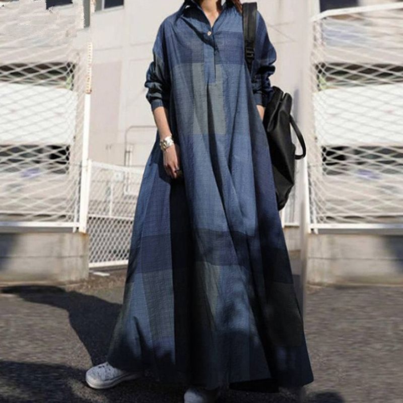 Hot selling high-quality Middle East splicing long robe large Muslim clothing women's cotton sleeved floral dress