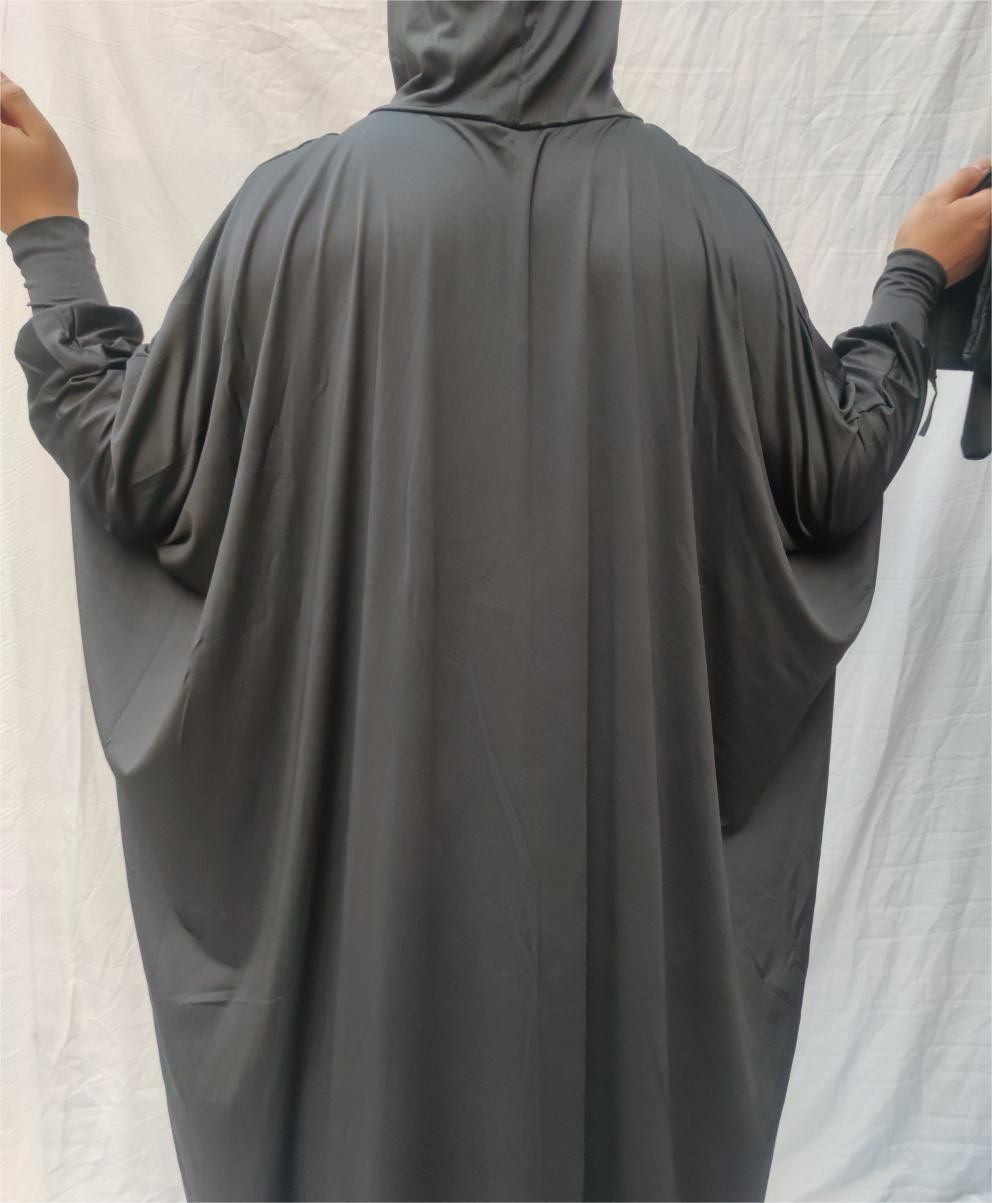Muslim Middle East Solid Color Jersey Modest Fashion Bat Sleeve Hijab Robe Jilbab Abaya Islam Women Prayer Caftan Hooded Dress