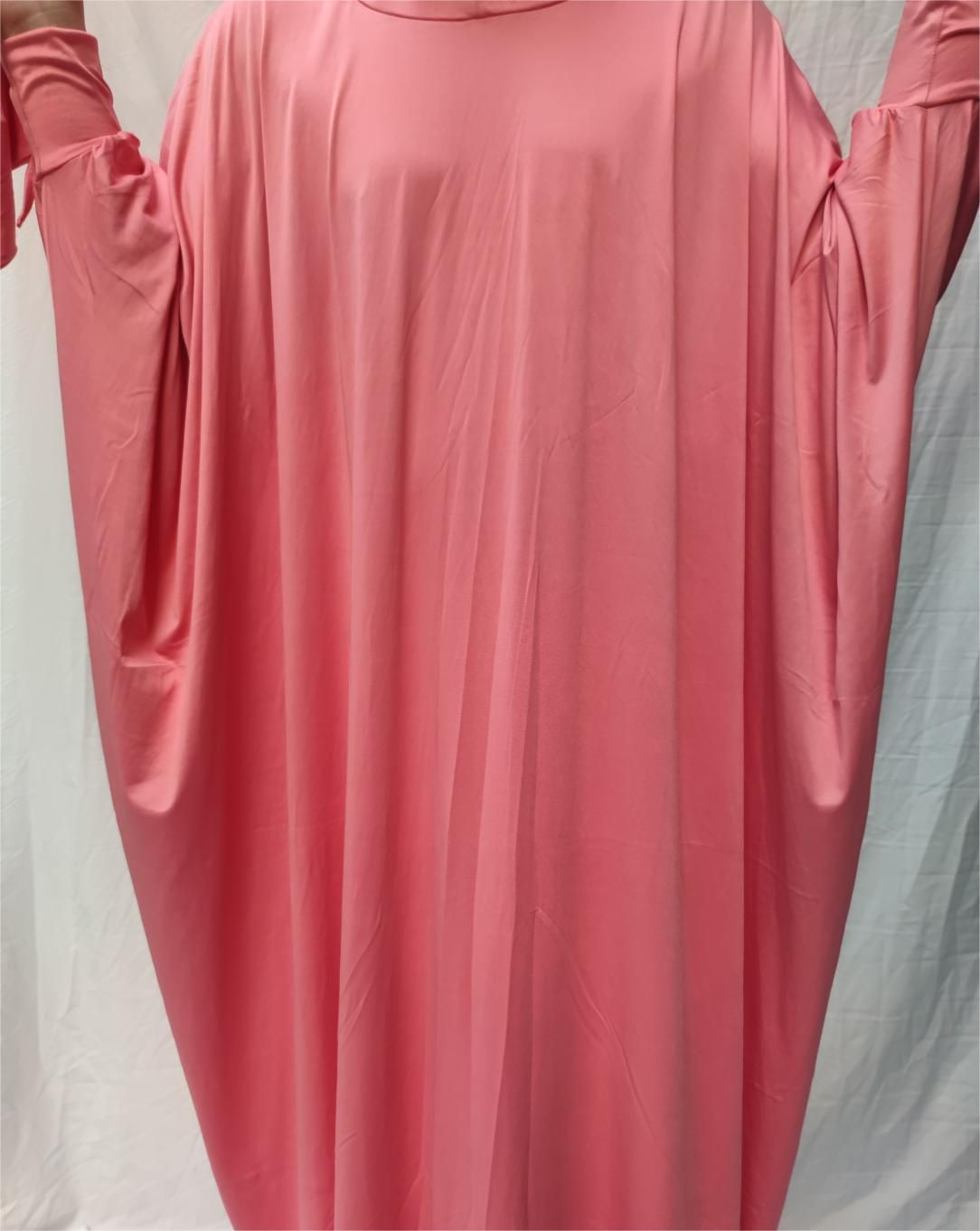 Muslim Middle East Solid Color Jersey Modest Fashion Bat Sleeve Hijab Robe Jilbab Abaya Islam Women Prayer Caftan Hooded Dress