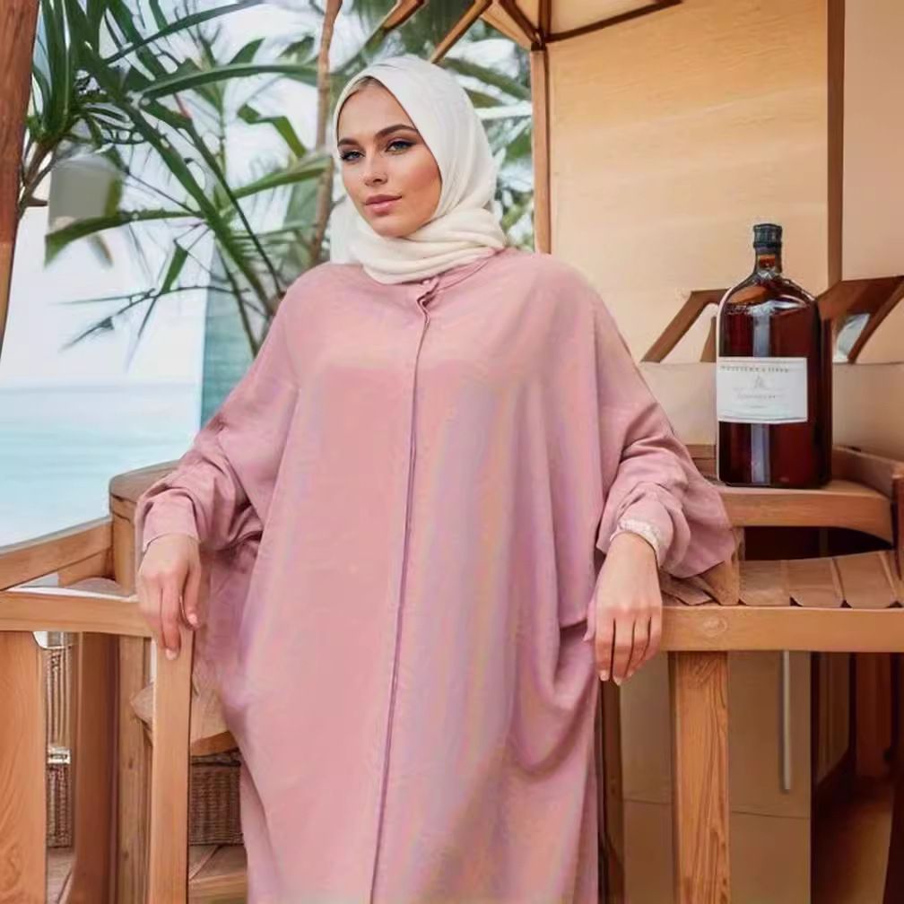 Muslim Abaya Clothing Muslim Fashion Bat Sleeve Long Dress Robe Women Wear Adults Islam Support Two Piece Abaya Set