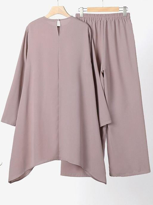 New fashion winter Dubai muslim women dress long sleeves daily 2PCS Islamic women suit