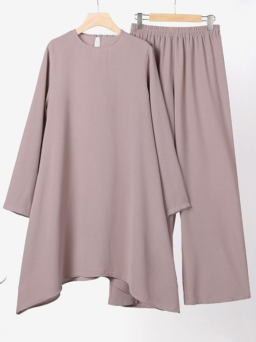 New fashion winter Dubai muslim women dress long sleeves daily 2PCS Islamic women suit