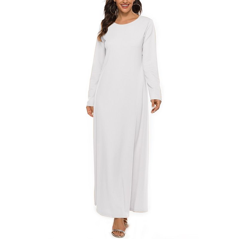 Muslim Basic Long Sleeved Waistband Maxi Dress Ladies Women Plus Size African Clothing Church Dress For Women Dresses