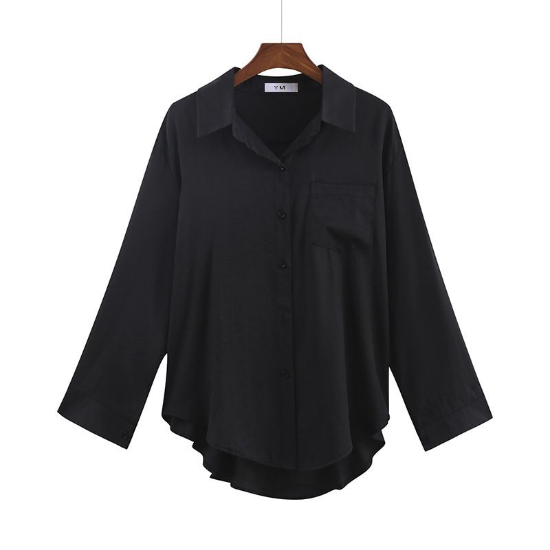 Spring New Korean Versatile Polo Collar Wearing Long Sleeve Loose Shirt Light Mature Cardigan Shirt Women's Wear