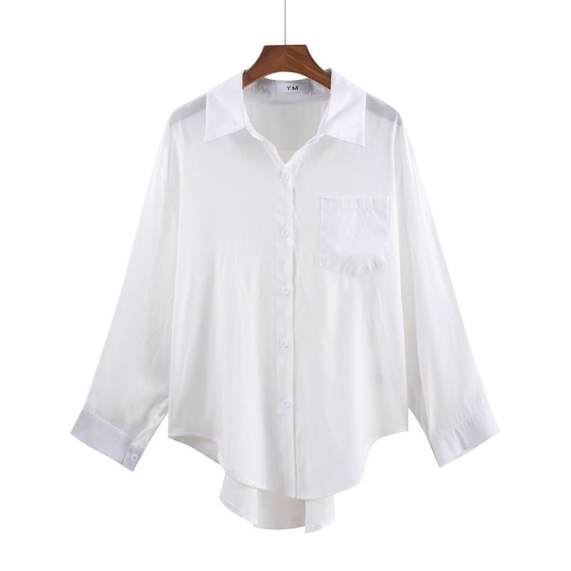 Spring New Korean Versatile Polo Collar Wearing Long Sleeve Loose Shirt Light Mature Cardigan Shirt Women's Wear