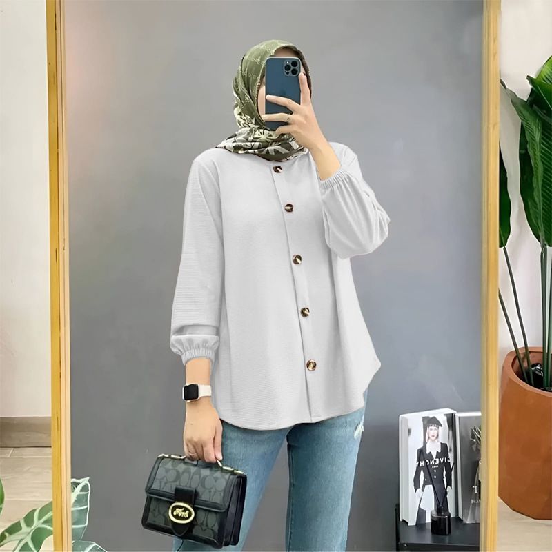 Vintage Solid Shirt Fashion O Neck Long Sleeve Buttons Tops Casual Muslim Abaya Hijab Blusas Chemise Women Summer Blouse