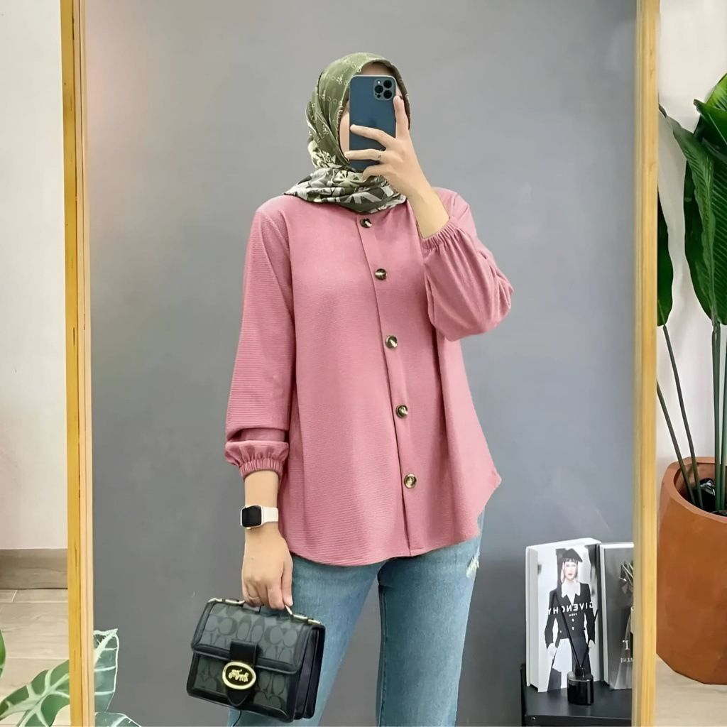Vintage Solid Shirt Fashion O Neck Long Sleeve Buttons Tops Casual Muslim Abaya Hijab Blusas Chemise Women Summer Blouse