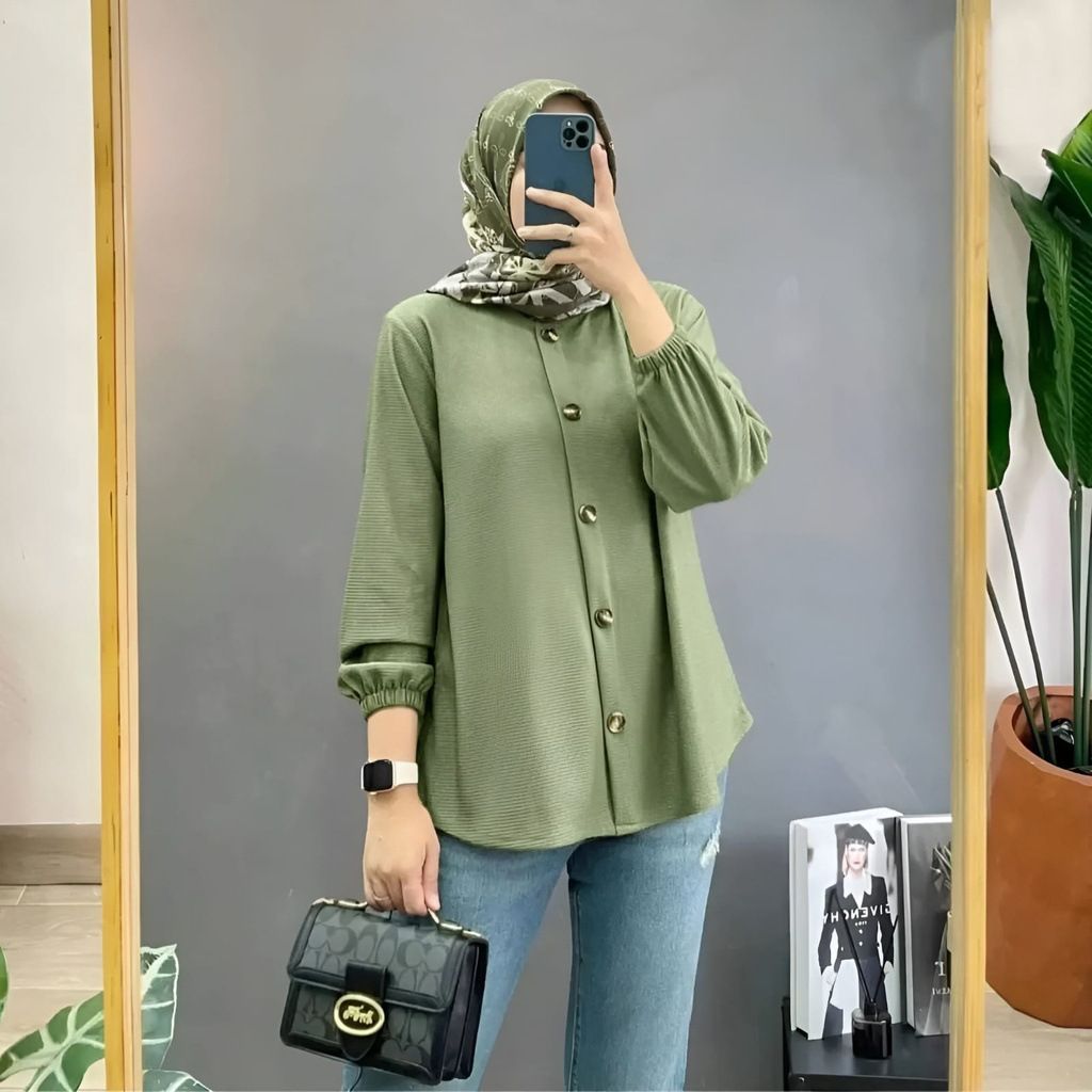 Vintage Solid Shirt Fashion O Neck Long Sleeve Buttons Tops Casual Muslim Abaya Hijab Blusas Chemise Women Summer Blouse