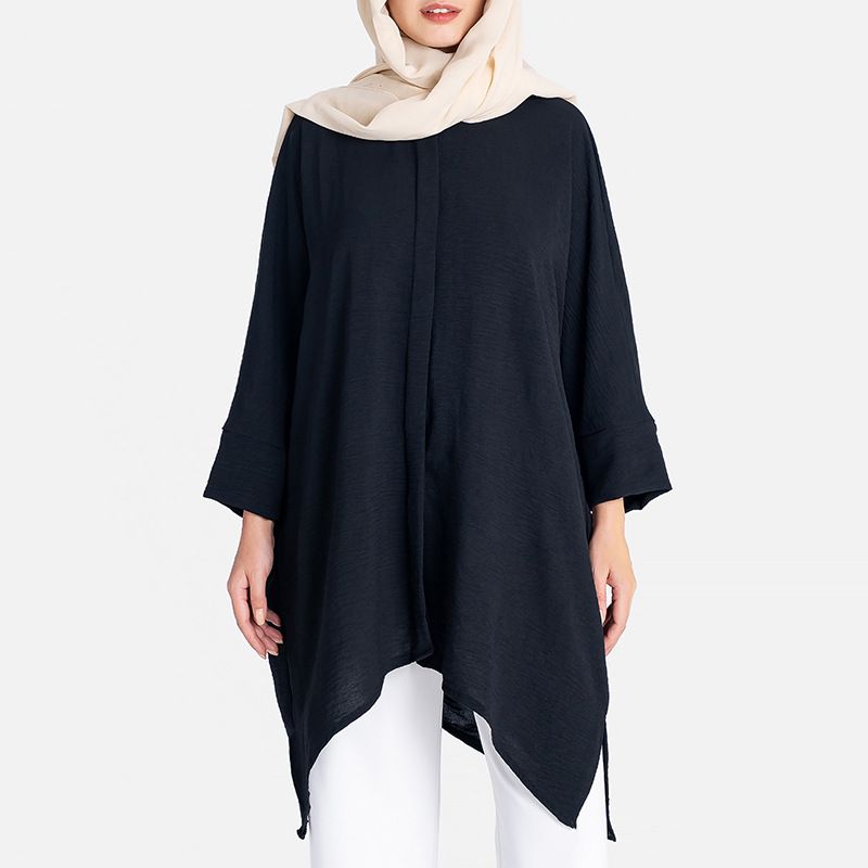 Clothing manufacturer custom Islamic Fashion Top Cotton Elegant plain Muslim Women long sleeve Blouse