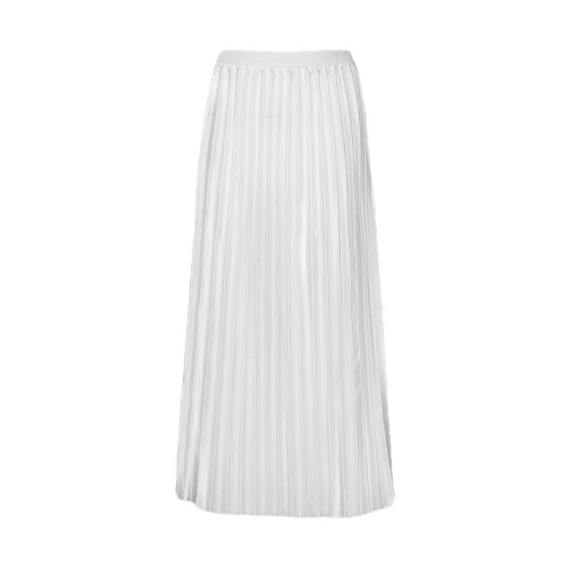 Elastic Waist Satin Skirts For Women Elegant Ladies Loose A Line Long Dress High Waist Pleated Skirt Muslim