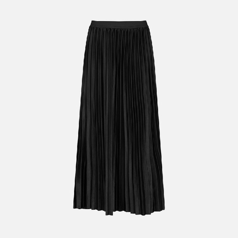Elastic Waist Satin Skirts For Women Elegant Ladies Loose A Line Long Dress High Waist Pleated Skirt Muslim