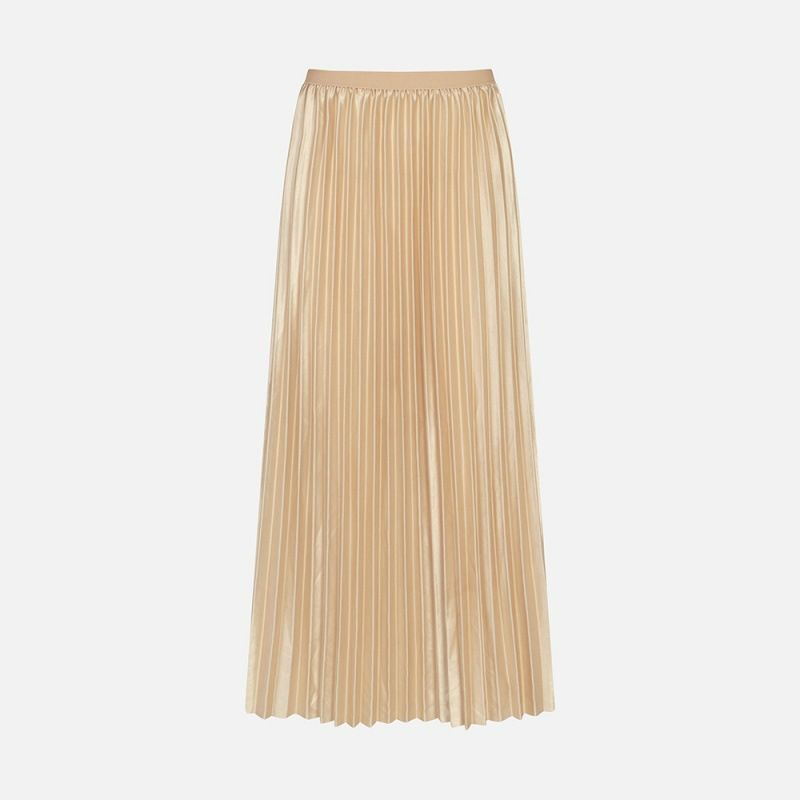 Elastic Waist Satin Skirts For Women Elegant Ladies Loose A Line Long Dress High Waist Pleated Skirt Muslim