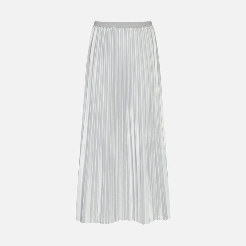 Elastic Waist Satin Skirts For Women Elegant Ladies Loose A Line Long Dress High Waist Pleated Skirt Muslim