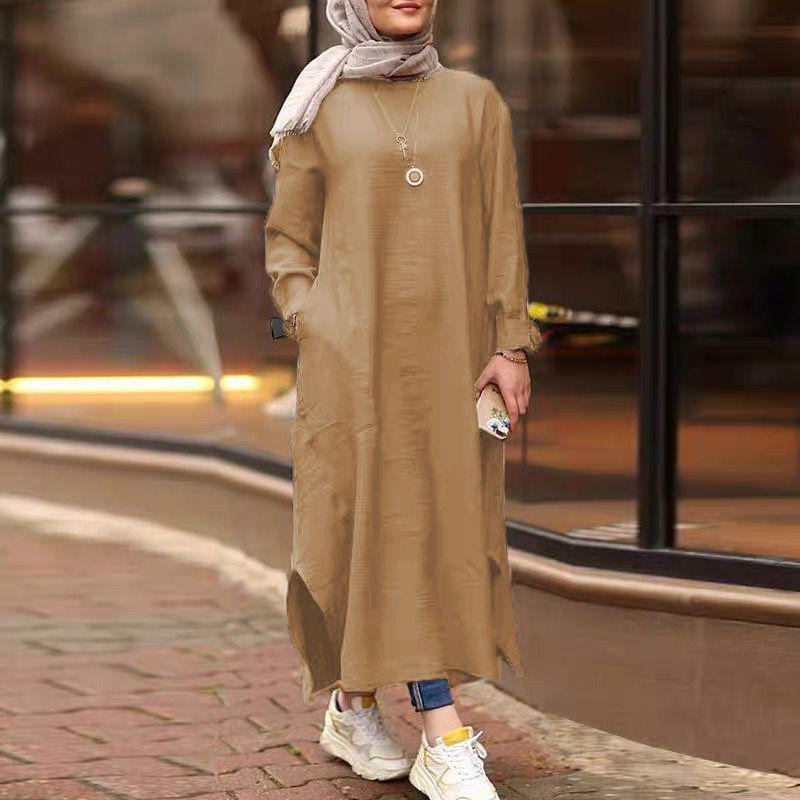 Wholesale traditional Muslim Clothing Turkey Solid Islamic Abaya Dubai Long Muslim dress For Women With Belt